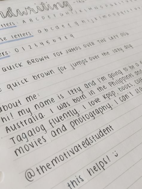 Hi! So I absolutely love your writing style, and I really wanted to alter mine to seem more neat, and yours fits perfectly to my expectations! I was wondering, if you could write the alphabet... Write The Alphabet, Handwriting Template, Handwriting Worksheet, Learn Handwriting, Cute Handwriting, Aesthetic Writing, Handwriting Examples, Pretty Handwriting, Hand Lettering Worksheet