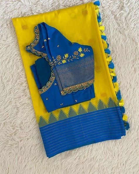 Follow for more ✨🎀 #follow #saree #fashiondesigner #blouse #embroidery #designerblouse Saree With Embroidery Blouse, Traditional Saree Blouse Designs, Blue Blouse Designs, Silk Saree Blouse Designs Patterns, Latest Bridal Blouse Designs, Simple Saree Designs, Latest Blouse Designs Pattern, New Saree Blouse Designs, Traditional Blouse Designs