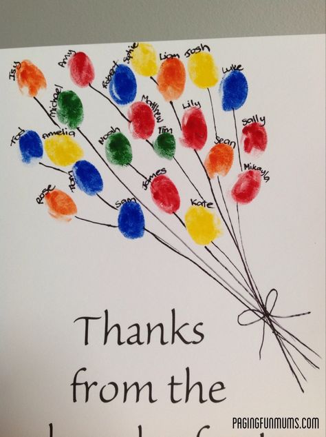 I can see doing a few of these in advance at the beginning of the year as thank you's for presenters and field trips :) already ready to go! :) Sand Footprint, Teacher Birthday Card, Aktiviti Prasekolah, العمل الجماعي, Footprint Keepsake, Teachers Day Card, Fingerprint Art, Teacher Appreciation Cards, Volunteer Gifts