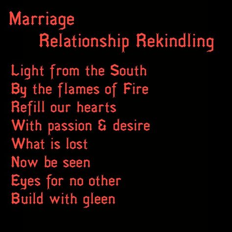 Marriage &/or relationship rekindling spell. Can also be used as a chant or mantra instead Mama Pagan Spells For Relationship Problems, Spells For Relationships, Spells For Couples, Pagan Marriage Ritual, Healing Relationship Spells, Black Magic Spells Love, Spell To Heal A Relationship, Relationship Spells Witchcraft, Protect Relationship Spell