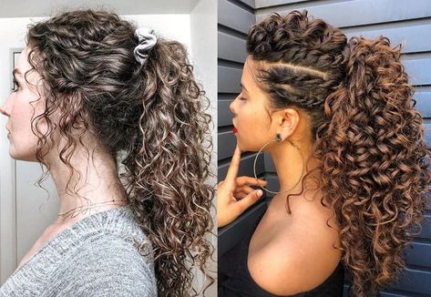 40 Modern Ways to Style A Curly Ponytail In 2023 – Hairstyle Camp Curly Hair Formal Ponytail, Big Curly Hair Ponytail, Natural Curls Ponytail, Side Ponytail Curly Hair, Ponytail Styles For Curly Hair, Curly Hairstyles Low Ponytail, Bun Ideas For Curly Hair, Natural Curly Ponytail Hairstyles, Natural Curly Hair Ponytail Styles