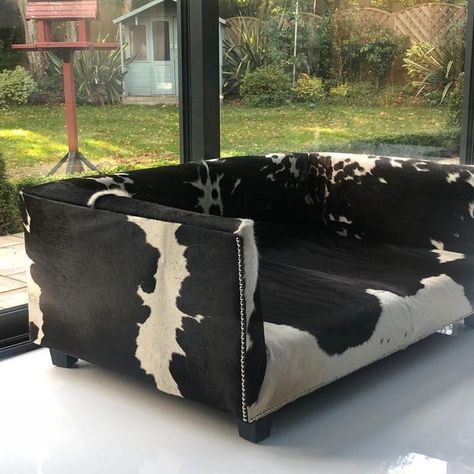 @GlamBespokeDesign posted to Instagram: My first and favorite cowhide dogbed.  #cowhideleather #cowhidedogbed #luxurydogbed #customdogbeds #customdogbed #upholstereddogbed #handcraftedfurniture  #furnituredesign  #haironhide #customdesign #luxuryhomes #furnituremaking #spoiledpooch  #furnituremaker  #cowhide #spoiledpup #luxuryinteriors  #handmadefurniture  #madeinscotland #handcrafted #bespoke #homestyle  #interiors #etsy #glasgow #luxury  #interiordesign #homedecor #custom #dogsofinstagram Luxury Dog Bed, Extra Large Dog Bed, Large Dog Bed, Designer Dog Beds, Covered Dog Bed, Pet Sofa, Dog Bed Large, Luxury Pet, Cots