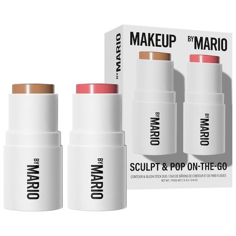 Mini Sculpt & Pop On-The-Go - MAKEUP BY MARIO | Sephora Contour And Blush, Bronzer Stick, Contour Bronzer, Hair Christmas, Cream Blush Stick, Makeup By Mario, Blush Stick, Wishlist 2024, Contour Stick