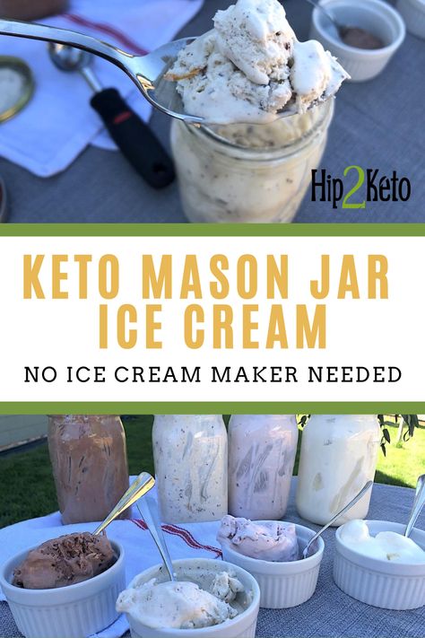 Here is a keto dessert recipe that is made with just 3 ingredients. Our homemade mason jar ice cream does not require an ice cream maker. There are different flavor options for a refreshing summer treat. Ice Cream Mason Jars, Mason Jar Ice Cream Recipe, Mason Jar Ice Cream, Jar Ice Cream, Keto Ice Cream Recipes, Quick Keto Dessert, Keto Friendly Ice Cream, Craving Ice Cream, Ice Cream Recipes Machine