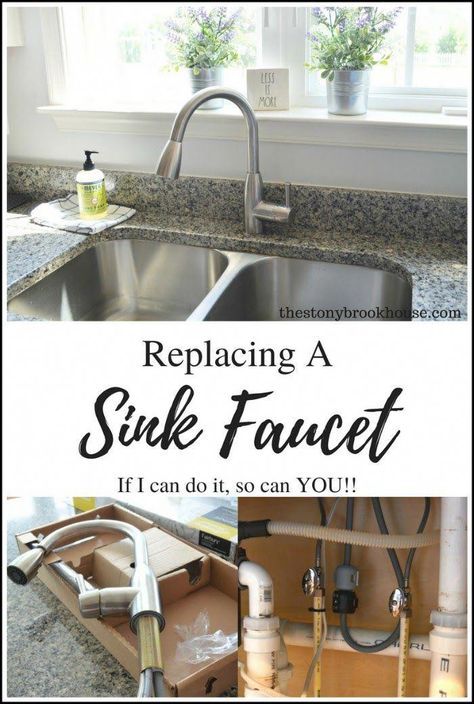 Replacing A Sink Faucet - If I Can Do It, So Can You! #bathroomfaucets Kitchen Sink Faucets Farmhouse, Kitchen Sink And Faucet, Gold Kitchen Sink, Sink Faucet Kitchen, Contemporary Home Offices, Black Bathroom Faucet, Sink And Faucet, Farmhouse Kitchen Sink, Faucet Kitchen