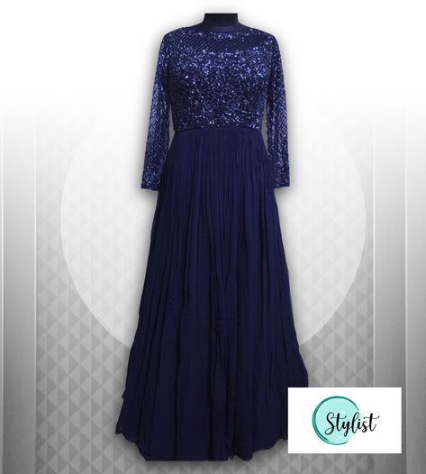 Get Dressed by this Amazing Evening Cocktail Navy Blue Gown. . Dm for any Enquiries #stylistindia #festiveedit2020 #newdesigns #cocktail #navyblue #gown #indianfashion #sequenced #collection #photoshoot #chickankari #lehnga #pearl #Blouse #babyppinkdress #newproduct #newdress #newdressinthehouse #newinthehouse #ladiesdress #longfrocks #womencloths #lacecollection #suitfabrics #ladieswearboutique #lehngacollection #ladiesfashions #dressmaterialshopping Navy Blue Frocks For Women, Blue Frocks For Women, Pearl Blouse, Blue Frock, Navy Blue Gown, Frock For Women, Long Frocks, Blue Gown, Mothers Dresses