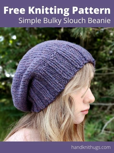 Slouch Hat Pattern Free, Slouchy Beanie Crochet Pattern Free, Slouch Hat Knit Pattern, Knit Slouchy Hat Pattern, Slouchy Beanie Knit Pattern, Stocking Stitch Knitting, Knitting Patterns Hats Women, Slouchy Beanie Pattern, Knitted Slouch Hat