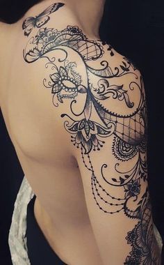 Top 103 Best Lace Tattoos [2020 Inspiration Guide] - Next Luxury Design Tatuaje, Lace Tattoos, Tato Suku, Lace Tattoo Design, Tato Henna, Tato Lengan, Inspiration Tattoos, Cat Tattoos, Shoulder Tattoos For Women