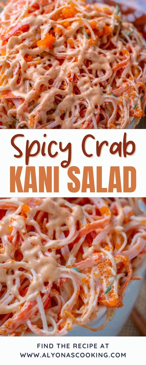 Crab Salad Recipe Sushi, Japanese Crab Salad, Sriracha Dressing, Crab Appetizers, Meat Animals, Salad Japanese, Kani Salad, Crab Sushi, Sushi Bowl Recipe