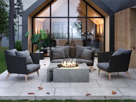 Home Decor Exterior, Garden Ideas Patio, Modern Outdoor Firepit, Change Appearance, Roof Patio, Outdoor Fire Pits, Modern Fire Pit, Outdoor Fire Pit Table, Patio Roof