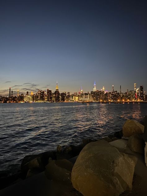 #nyc #skyline #aesthetic #ocean #newyorkcity #newyork #driveinmovie Nyc Beach Aesthetic, Ocean City Aesthetic, Nyc Skyline Aesthetic, Nyc Beach, Skyline Aesthetic, Blue Aesthetic Dark, Aesthetic Ocean, Frutiger Aero, Ocean City Maryland