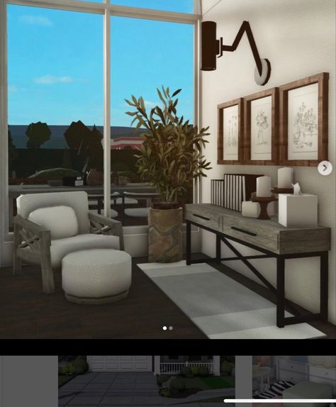 Bloxburg Apartment Reception, Realistic Bloxburg Entryway, Mood Station Bloxburg Aesthetic, Bloxburg Seating Area, Foyer Ideas Entryway Bloxburg, Bloxburg Console Table Ideas, Bloxburg Interior Ideas Hallway, Outdoor Bloxburg Ideas, Bloxburg Hallways Ideas