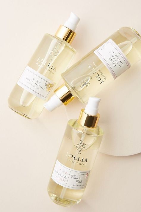 Lollia Dry Body Oil | Anthropologie Body Oil Packaging, Diffuser Scents, Blue And Silver Nails, Clever Packaging, Jasmine And Rose, Dry Body Oil, Oil Packaging, Fragrance Packaging, Diy Perfume