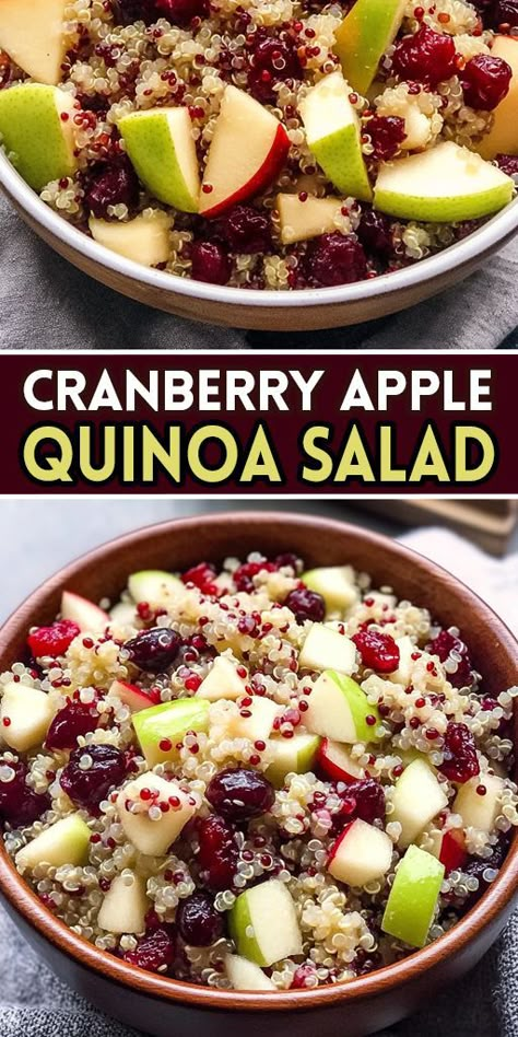 🍏🥗 Elevate your mealtime with this delicious Cranberry Apple Quinoa Salad! Bursting with flavors and packed with nutrients, this salad is the perfect balance of sweet and savory, making it an ideal dish for lunch, dinner, or a festive gathering. 👉 Don’t forget to try it out! Pin this recipe for later and bring a burst of flavor to your dining table! #CranberryAppleSalad #QuinoaSalad #HealthyRecipes #Vegan #GlutenFree #MealPrep #SaladRecipes #FallRecipes #HealthyEating Apple Quinoa Salad, Thanksgiving Side Dishes Crockpot, Apple Recipes Easy Healthy, Apple Quinoa, Cranberry Quinoa Salad, Thanksgiving Side Dishes Healthy, Apple Recipes Healthy, Salad Quinoa, Resep Pasta