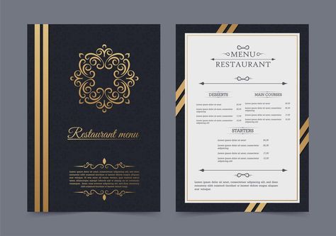 Classy Menu Design Restaurant, Luxury Restaurant Menu Design, Fancy Menu Design, Luxury Menu Design, Starters Menu, Dream Restaurant, Menu Cover Design, Menu Board Design, Restaurant Brochures