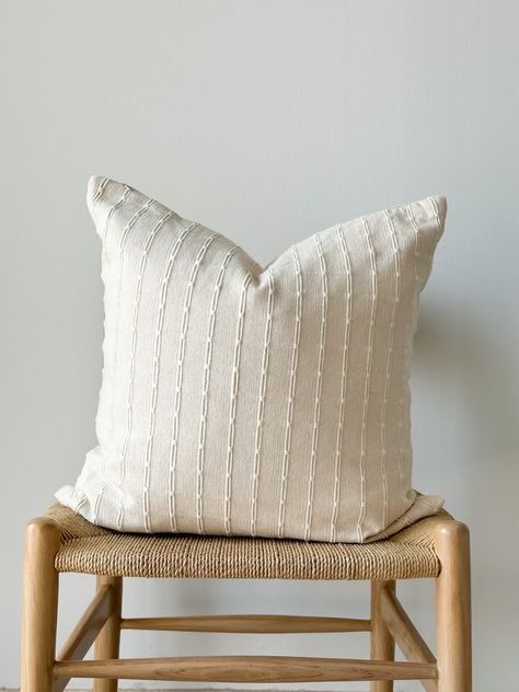 "This pillow make from fabric blend Linen Hemp cotton natural color and fiber fill soft Back sided pillow pure cotton neutral color  Size in photo is 20\" x 20\" \"Insert pillow not included\"" Throw Pillows With Patterns, Nuetral Pillows, Pillows For Light Gray Couch, Neutral Couch Pillows, Beige Apartment Decor, Neutral Throw Pillows Couch, Pillows On Sectional, White Couch Pillows, Neutral Throw Pillow