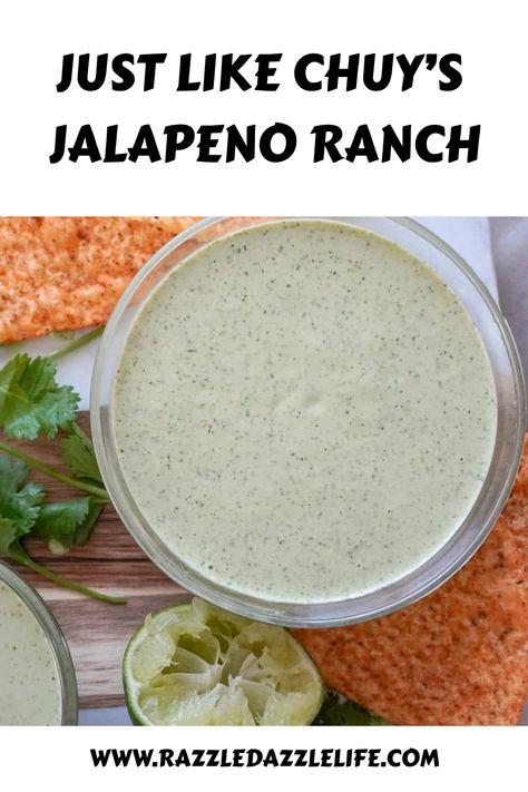 This homemade jalapeno ranch tastes like the famous sauce from Chuy’s, the beloved Tex-Mex restaurant chain. Use as a dip, sauce, or dressing. Jalapeños Ranch Dip, Jalepeno Ranch Dressing Chuys, Cilantro Jalepeno Ranch Dip, Cilantro Ranch Dip, Jalapeno Cilantro Ranch Dressing, Jalapeno Sauce For Chicken, Poblano Ranch Dressing, Kefir Ranch Dressing, Greek Yogurt Jalapeno Dressing