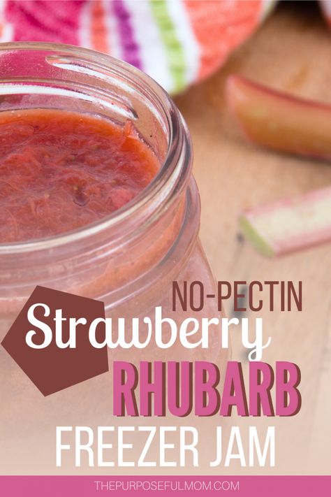 Rhubarb Jam Recipes Easy, Strawberry Rhubarb Freezer Jam, Rhubarb Crumble Pie, Rhubarb Freezer Jam, Jam Thumbprints, Rhubarb Butter, Rhubarb Jelly, Jam Strawberry, Rhubarb Jam Recipes