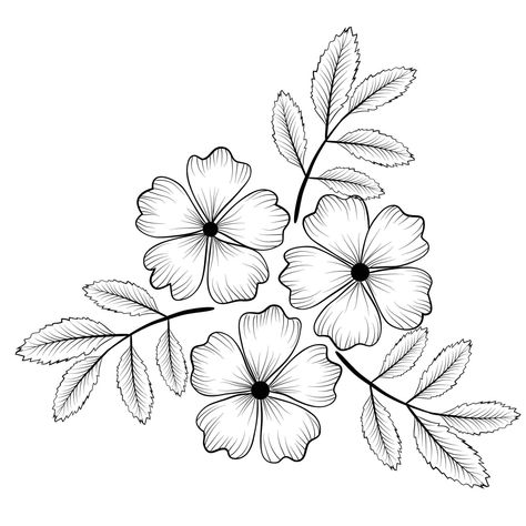 Premium Vector 108 Floral Clipart Black And White, Flower Line Art Simple, Flower Art Black And White, Painted Dupatta, Simple Flower Drawing, Easy Flower Drawings, Vector Line Art, Flower Pattern Drawing, Doodle Art Flowers