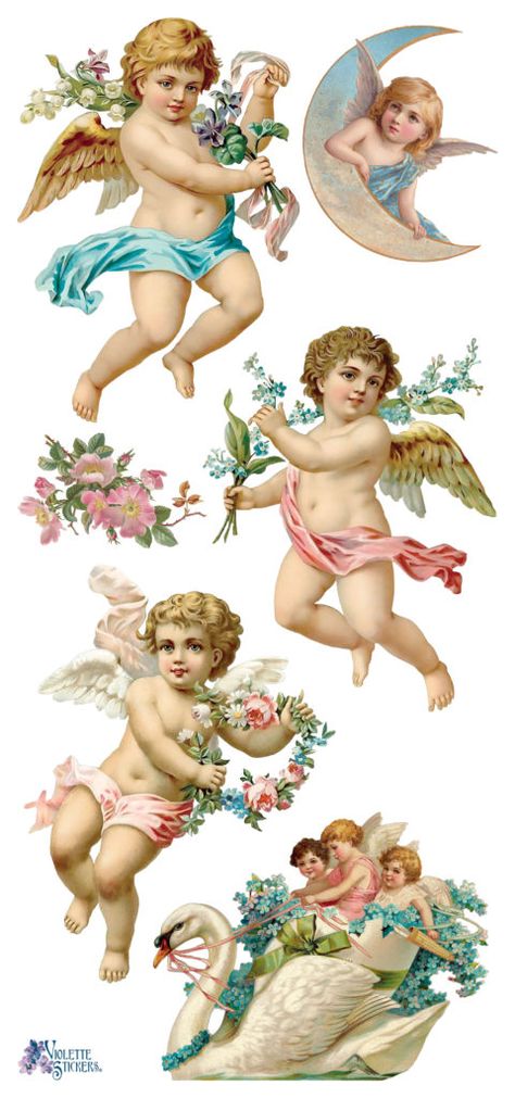 Violette Stickers – we make awesome stickers Crosshatching Techniques, Angel Baby Drawing, Cupid Vintage, Cupid Drawing, Cupid Images, Cherub Art, Cherub Tattoo, Molduras Vintage, Awesome Stickers