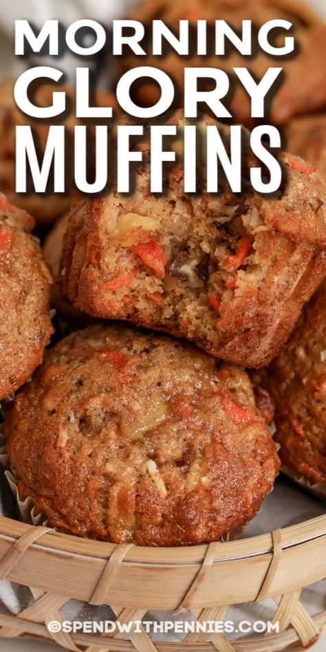 Morning Glory Muffins Recipe, Glory Muffins, Pumpkin Muffins Easy, Morning Glory Muffins, Mid Morning Snack, Healthy Muffin Recipes, Breakfast Sweets, Homemade Muffins, Muffin Recipes Blueberry