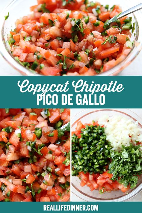 Chipotle Copycat Recipes Ground Beef, Pico De Galo Recipes Chipotle, Chipotle Copycat Recipes Bowls Chicken, Chipotle Veggies Copycat, Chipotle Copycat Salsa Recipes, Chipotle Copycat Guacamole, Chipotle Mild Salsa Recipe, Chipotle Night At Home, Chipotle Bowl Copycat