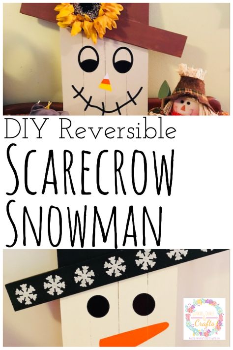 Porch Scarecrow Diy, Double Sided Porch Signs, Diy Scarecrow For Porch, Snowman Shutters, Diy Wood Snowman, Scarecrow Contest, Wood Scarecrow, Senior Crafts, Shutter Decor