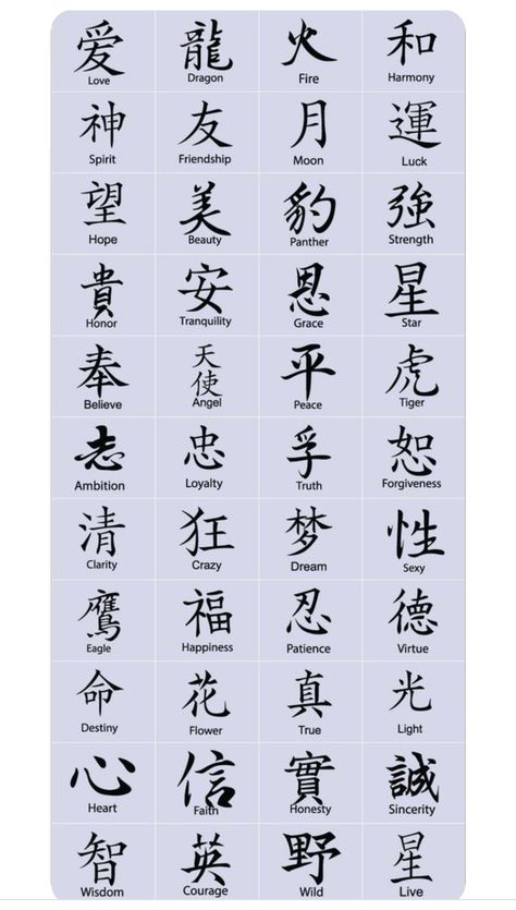 Respect Chinese Symbol, Asian Words And Meanings, Money In Chinese Tattoo, Japanese Tattoo Characters, Japanese Symbol For Love, Meaningful Korean Tattoos, Ancient China Tattoo, Chinese Tattoo Words, Japanese Characters Tattoo