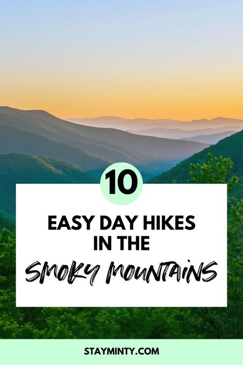 Are you looking for the best easy hikes in the Great Smoky Mountains? We've put together a list of 10 easy day hikes in Great Smoky Mountains National Park that are perfect for glampers. Great Smoky Mountains National Park Hikes, Hiking Smoky Mountains, Great Smoky Mountains National Park One Day, Smoky Mountain Hikes, East Coast Vacation, Smokey Mountains National Park, Tennessee Road Trip, Smokey Mountains Vacation, Beginner Hiking