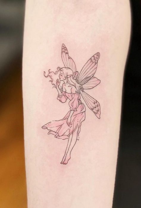 Fairy And Moon Tattoo, Cute Fairy Tattoo, Fairytale Tattoo Ideas, Turkish Tattoo, Fairytale Tattoo, Small Fairy Tattoos, First Tattoo Ideas, Moon Tattoos, Bull Tattoos