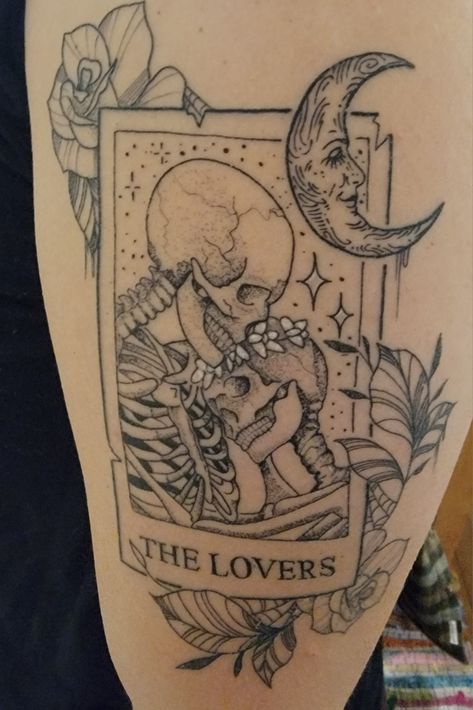 Lovers Tarot Card Tarot Tattoos, Bday Tattoo, Lace Thigh Tattoos, Abstract Tattoo Ideas, Lovers Tarot Card, Abstract Tattoos, Tarot Card Tattoo, Tarot Tattoo, Card Tattoo Designs