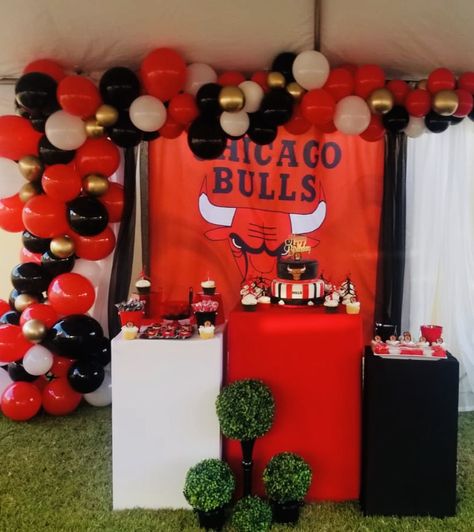 Chicago Bulls Birthday Party Ideas, Jordan Year, Basketball Birthday Parties, Basketball Birthday, Year 2, Billiard Balls, Chicago Bulls, Billiard Table, Party Food