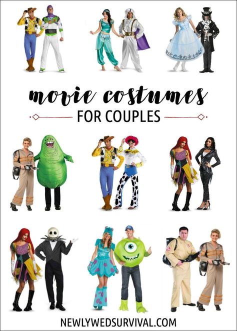 Top Movie Costumes for Couples http://newlywedsurvival.com/top-movie-costumes-for-couples/ Do you have any ideas to add? Disney Çiftleri, Movie Couples Costumes, Disney Couple Costumes, Couples Fancy Dress, Movie Duos, Couple Disney, Iconic Halloween Costumes, Funny Couple Costumes, Movie Character Costumes