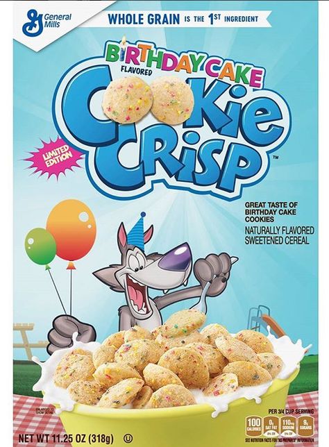 Cookie Crisp Birthday Cake Cereal American Cereal, Cookie Crisp Cereal, New Cereal, Cereal Brands, Cookie Crisp, Camping Products, Birthday Cake Flavors, Healthy Cereal, Cookie Cake Birthday