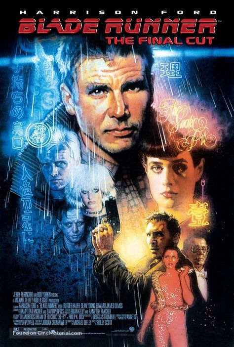 Harrison Ford Blade Runner, Movie Poster Project, Blade Runner Poster, Blade Runner Art, 80s Movie Posters, Sean Young, Rutger Hauer, Daryl Hannah, Blade Runner 2049