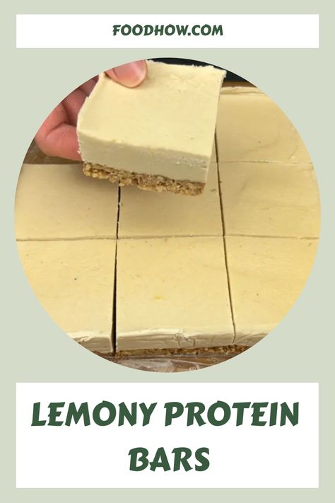 Discover a budget-friendly alternative to store-bought protein bars with these homemade no-bake protein lemon bars. By making them yourself, you can enjoy the freshness of each square while saving money. Skip the pricey options and give these a try - each bar costs just around one dollar and offers 7 grams of protein per serving. A delicious and wallet-friendly snack awaits! Protein Lemon Bars, Lemon Protein, Protein Bars Homemade, Lemon Bars Recipe, Lemon Squares, Protein Bar Recipes, Guilt Free Dessert, Rice Krispie Treats, Nutritious Snacks