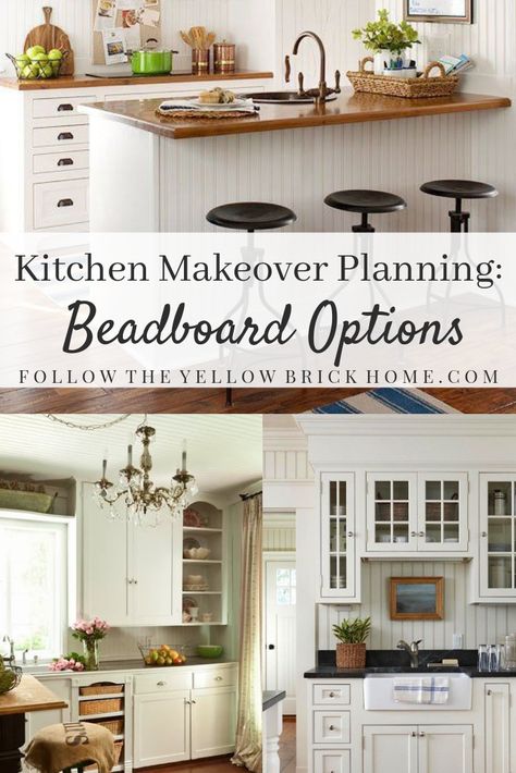 Bead Board In Kitchens, Kitchen With Beadboard Walls, Bead Board Walls Kitchen, Kitchen Wainscoting Ideas, Wainscoting In Kitchen, Beadboard In Kitchen, Beadboard Kitchen Walls, Beadboard Backsplash Kitchen, Beadboard Kitchen Backsplash