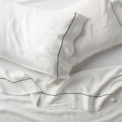 Newly Added Clearance 2022: Exclusive Deals & Limited Time Sale | Crate & Barrel White Crisp Bedding, Hemp Bedding, Black And White Sheets, Full Bed Sheets, White Queen Bed, White Bed Sheets, Hemp Fiber, Queen Bed Sheets, King Bed Sheets