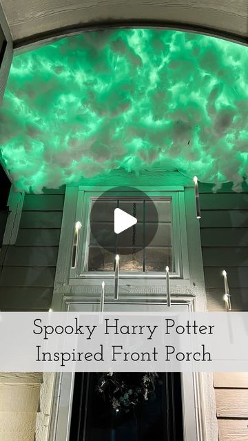 Heather (& Kurt) Meister | DIY + Life at Home on Instagram: "My spooky Harry Potter-inspired front porch was a hit for Halloween! The trick-or-treaters loved it and I almost don’t want to take it down for the holidays! This was a super easy and relatively inexpensive DIY that had a huge impact! All of the links to the products I used are in a highlight bubble on my profile or you can comment front porch and get a direct message with all of the links in one place! Save this post so you can recreate this look in your home!" Harry Potter Halloween Exterior Decorations, Halloween Decorations Harry Potter Diy, Outdoor Cauldron Diy, Front Halloween Decorations Porch, Harry Potter Outdoor Halloween Decor Diy, Harry Potter Halloween Decor Outdoor, Harry Potter Themed Porch, Diy Front Porch Christmas Decorations, Harry Potter Easy Decorations