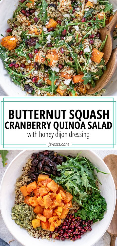 quinoa salad with butternut squash in a large white bowl Quinoa Squash Salad, Butternut Quinoa Salad, Spinach Butternut Squash Salad, Healthy Recipes With Butternut Squash, Butternut Squash And Quinoa Recipes, Quinoa Squash Recipes, Roasted Butternut Squash Quinoa Salad, Butternut Salad Roasted, Quinoa Butternut Squash Recipes