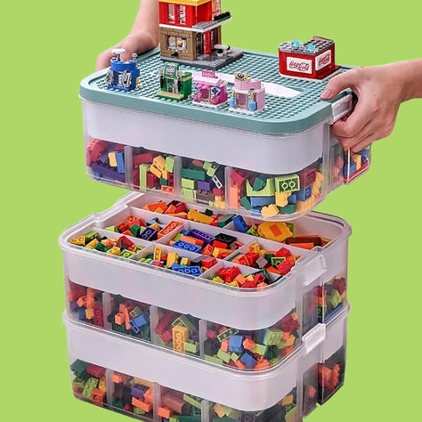 Keep your LEGO collection neat and tidy with the Stackable & Compartmentalized Storage Organizer. This efficient organizer features multiple compartments, allowing you to sort bricks by size, color, or type. Its stackable design saves space and keeps your building area clutter-free. Durable and easy to use, it's perfect for LEGO enthusiasts of all ages. #LEGOStorage #OrganizationHacks #ToyOrganizer #LEGOAddict #ad Kids Lego Storage, Lego Storage Organization, Childrens Toy Boxes, Lego Boxes, Kids Toy Boxes, Toy Storage Organization, Lego Storage, Toy Storage Boxes, Kid Toy Storage