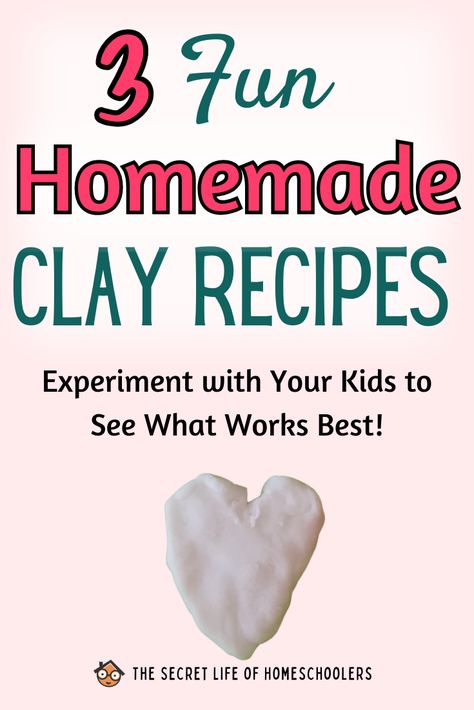 Have some fun and make some art supplies with your kids! I experimented with three homemade clay recipes. Give it a try with your kids and see what DIY clay recipe you like best. Diy Clay Recipe Air Dry, Diy Oven Baked Clay Recipe, Diy Oven Bake Clay Recipe, Home Made Clay Recipe, Bake Clay Recipe, Diy Clay Recipe, Cornstarch Clay, Homemade Clay Recipe, Clay Handprint