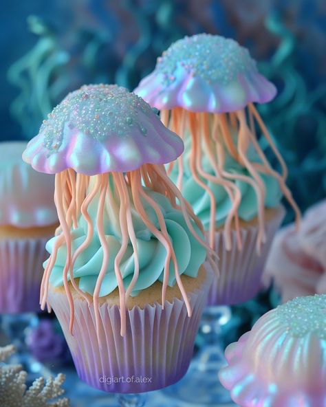 Underwater muffins *made with love and AI* Please tag @digiart.of.alex if you repost my creations. #muffins #oceanart #creativedesserts #cupcakes #instabakery #aiartist #foodart #foodstagram Ocean Themed Cupcakes, Under The Sea Theme Cake, Merliah Summers, Ocean Cupcakes, 16 Candles, Bubble Guppies Birthday, Giant Cupcake, Fishing Party, Giant Cupcakes