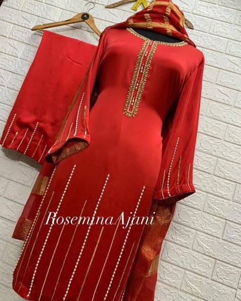 Red Handwork Suit, Suits For Women Indian, Long Frock Designs, Punjabi Outfits, Lace Dress Design, Simple Kurti Designs, Womens Trendy Dresses, Fancy Dresses Long, Indian Dresses Traditional