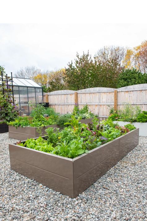 Sleek and sturdy steel raised garden beds that require little maintenance and allow earlier spring planting since the soil heats up faster than in wooden beds. Raised Bed With Sleepers, Fabric Raised Beds, Metal Garden Beds, Metal Raised Garden Beds, Spring Sunshine, Garden Arches, Raised Planter, Garden Bulbs, Garden Tool Set