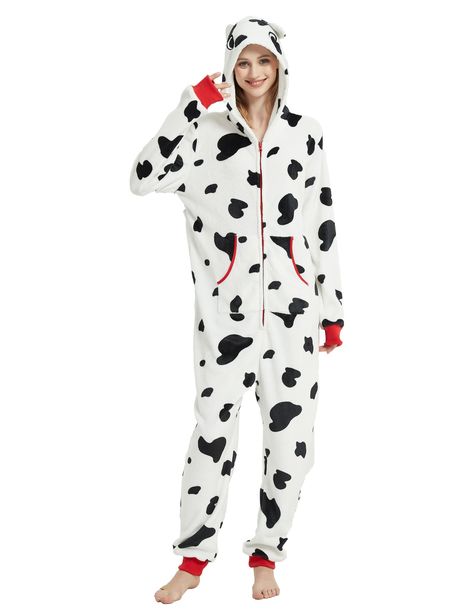 PRICES MAY VARY. Super Cozy & Skin-Friendly Fabric: This adult onesie animal pajamas is made of polar fleece with flannel print and the fabric feels so cozy. Vibrant in color, It is also durable and resistant to pilling. These unisex adult cow costume onesie pajamas are unbelievably eye-catching, surrounding you in ultimate comfort no matter where you wear it. You are the highlight of the party！ Funny Cow Animal Pajama Features: The full body pajama onesie for adult women are also fitted with el Cow Onesie, Pajama Onesie, Outfit Jumpsuit, Jumpsuit Plus Size, Cow Costume, Face Details, Animal Pajamas, Funny Cow, Animal Costumes