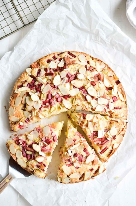 Norwegian Rhubarb and Almond Cake | The View from Great Island % Norwegian Recipes, Nordic Recipe, The View From Great Island, Brunch Cake, Rhubarb Desserts, Almond Cake Recipe, Cake Mug, Rhubarb Cake, Pear Cake