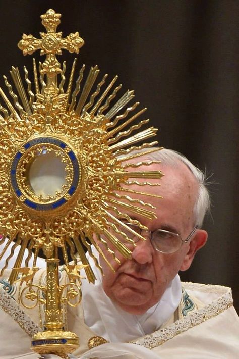 Papa Francisco, Exposition of The Most Blessed Sacrament...the true presence . Of Our Lord's Precious Body and Blood, Soul and Divinity. Pope Quotes, Santi Cattolici, Jesus Mother, Eucharistic Adoration, Art Sacre, Pictures Of Jesus Christ, Holy Father, Blessed Mother Mary, Jesus Christ Images