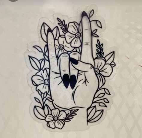 Michelle Tattoo, Traditional Tattoo Outline, Hands Sticker, Rock Tattoo, Rainbow Holographic, Floral Tattoo Sleeve, Spooky Tattoos, Tattoo Portfolio, Holographic Vinyl