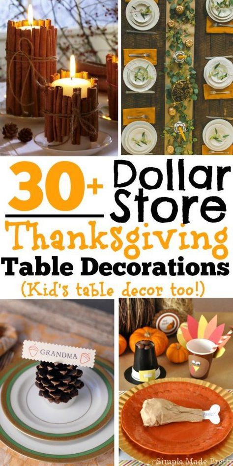 Dollar Store Thanksgiving Table, Kids Table Decorations, Cheap Thanksgiving Decorations, Thanksgiving Decorations Diy Table, Thanksgiving Table Settings Diy, Thanksgiving Table Centerpieces, Simple Thanksgiving Table, Easy Diy Thanksgiving, Thanksgiving Kids Table